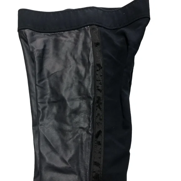 Club Monaco Women’s Tuxedo Faux Leather Navy Pant Pull On Wide Band Sz 6 - Picture 3 of 5